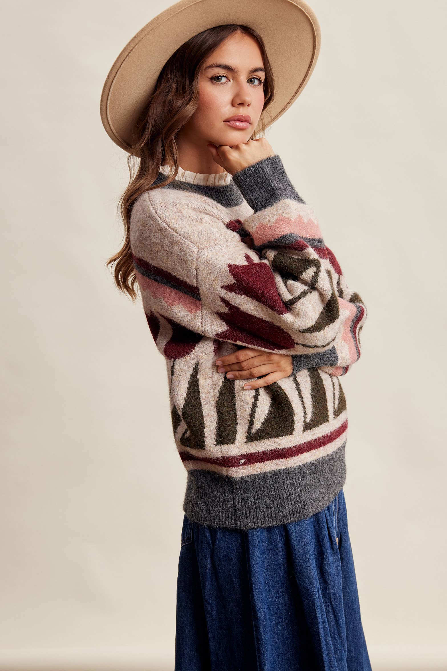 Tulip Pattern Knit Sweater in Charcoal – 5