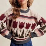 Tulip Pattern Knit Sweater in Charcoal – 3