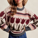 Tulip Pattern Knit Sweater in Charcoal – 3