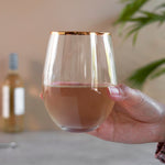 Twine Gilded Stemless Wine Glasses, Gold Rim