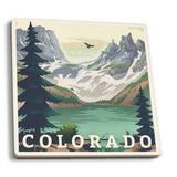 Colorado Lake Lithograph Ceramic Coaster
