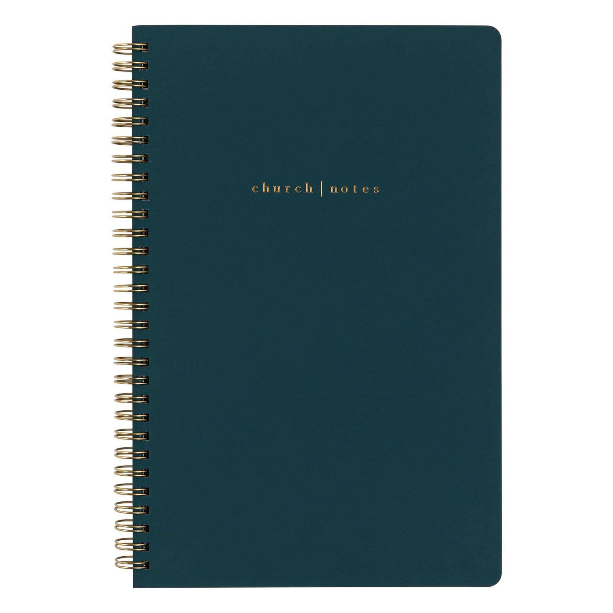 Navy Church Notes Bible study notebook with foiled hard cover