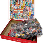 State Plates of the USA puzzle box opened with bagged pieces and the finished image on the lid