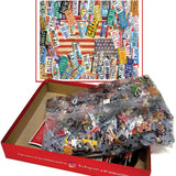 State Plates of the USA puzzle box opened with bagged pieces and the finished image on the lid