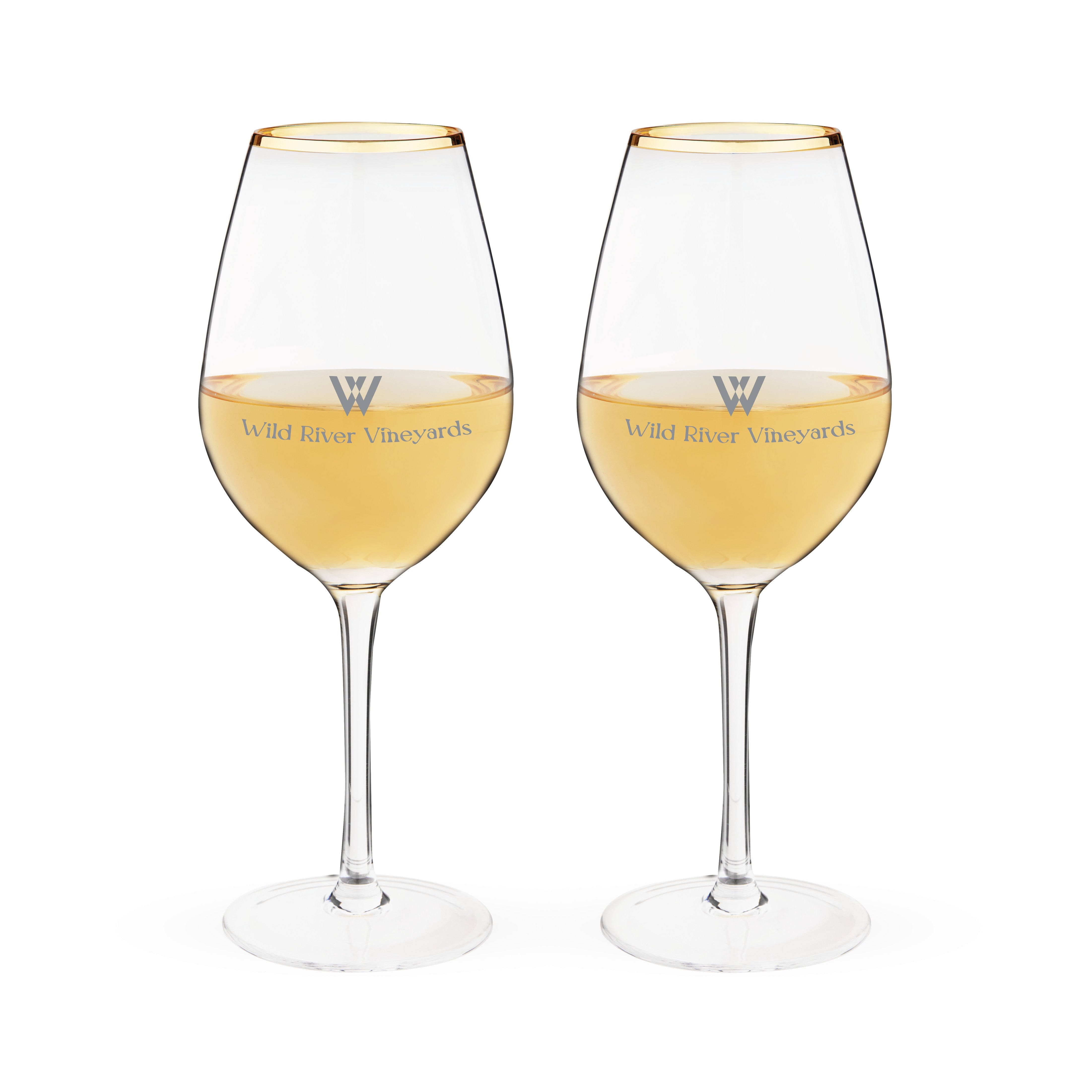 Twine Gilded Stemmed Wine Glasses, Gold Rim