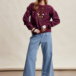 Women's Embroidered Dot Sweater in Plum – 14