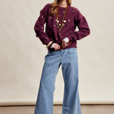 Women's Embroidered Dot Sweater in Plum – 14