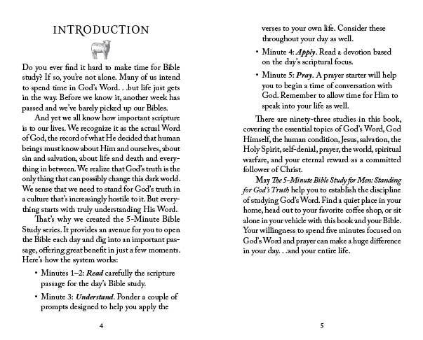 The 5-Minute Bible Study for Men, Standing for God's Truth, Barbour Publishing book cover