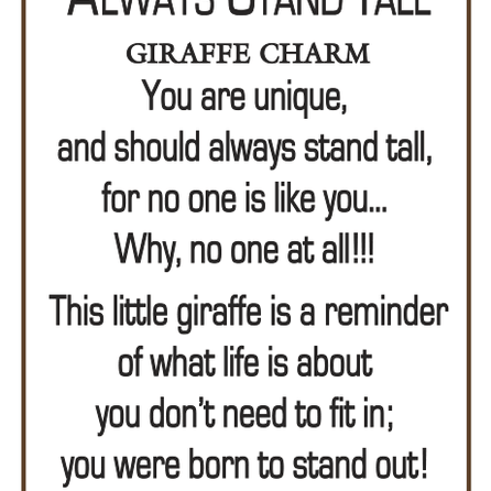 Always Stand Tall Giraffe Charm - 39 North CO 