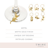 Twine Cat Lovers Gold Wine Charms