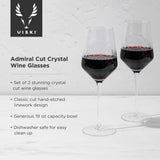Hand-Etched Crystal Wine Glass Set – 19 oz Lead-Free Wine Glasses (Set of 2)