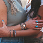 Adapt hair tie bracelet set in earthy neutrals and camo with gold antler charm, view 4