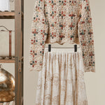 Boho Patchwork Crochet Button Cardigan in Ivory - back view
