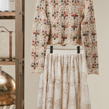 Boho Patchwork Crochet Button Cardigan in Ivory - back view