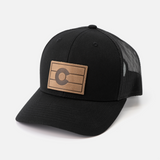 Colorado Flag Hat | Leather Patch Trucker Hat