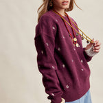 Women's Embroidered Dot Sweater in Plum – 6