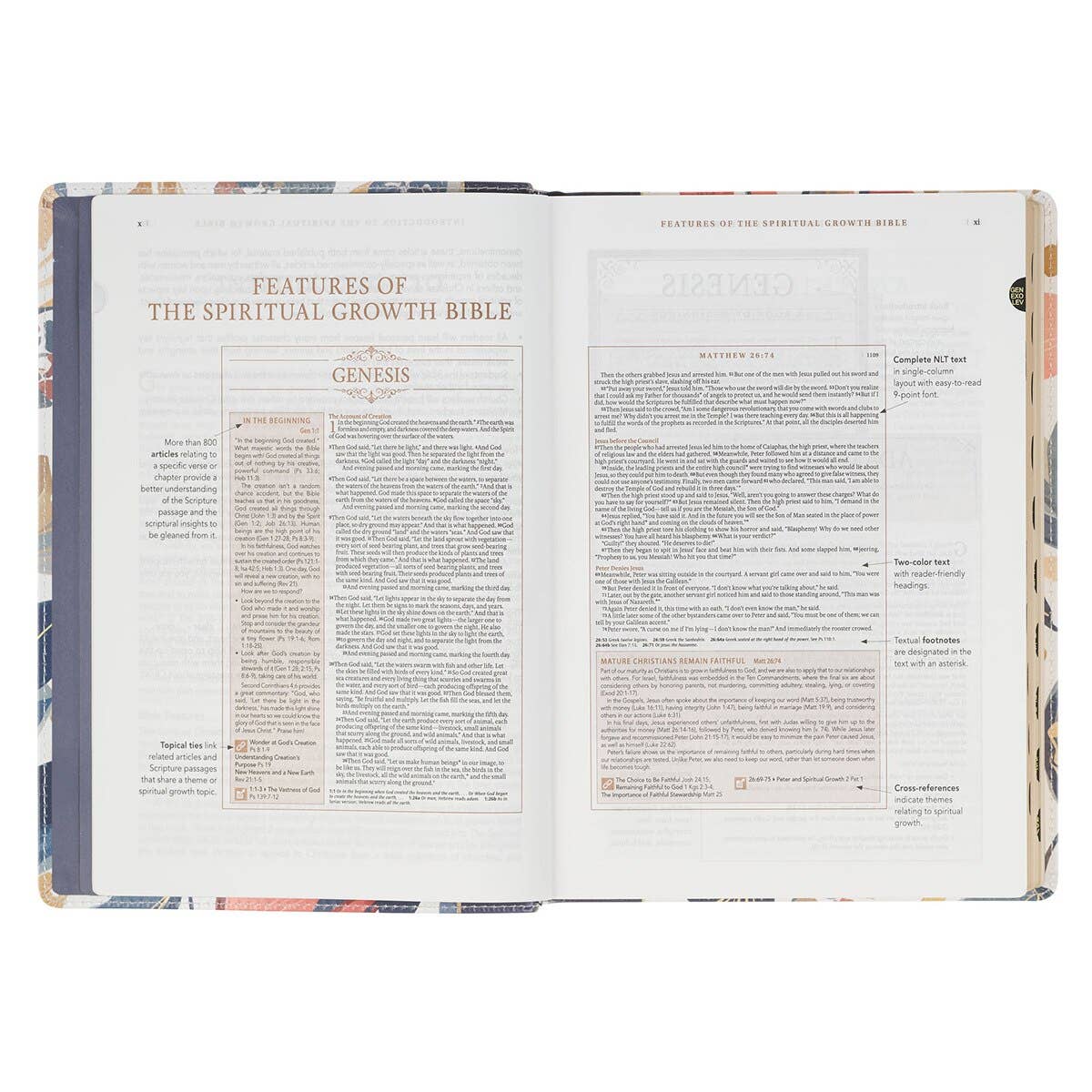 NLT Spiritual Growth Bible, interior page spread