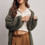 Chunky Soft-Touch Knit Cardigan in Olive – 3