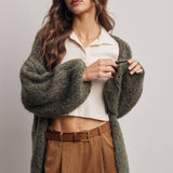 Chunky Soft-Touch Knit Cardigan in Olive – 3