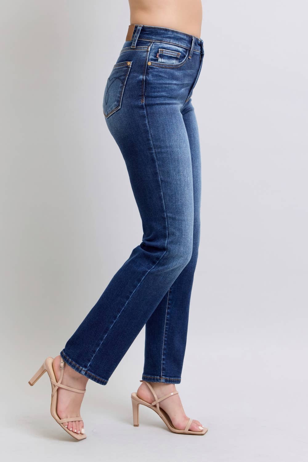 Judy Blue thermal high waist straight jeans in vintage dark wash