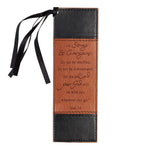 Be Strong and Courageous black and tan faux leather bookmark with Joshua 1:9