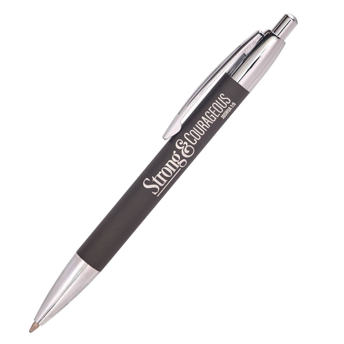 Strong and Courageous gift pen, box lid detail