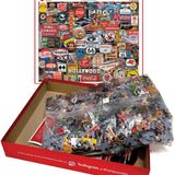 Boomers' Favorite Signs puzzle box opened with bagged pieces and the finished image on the lid