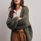 Chunky Soft-Touch Knit Cardigan in Olive – 2