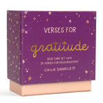 Verses for Gratitude Bible verse card set with display stand - front