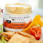 Hatch Chile Bacon Ranch Dip with bell peppers and chips for dipping