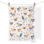 Hens and chicks 100% cotton kitchen tea towel