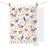 Hens and chicks 100% cotton kitchen tea towel