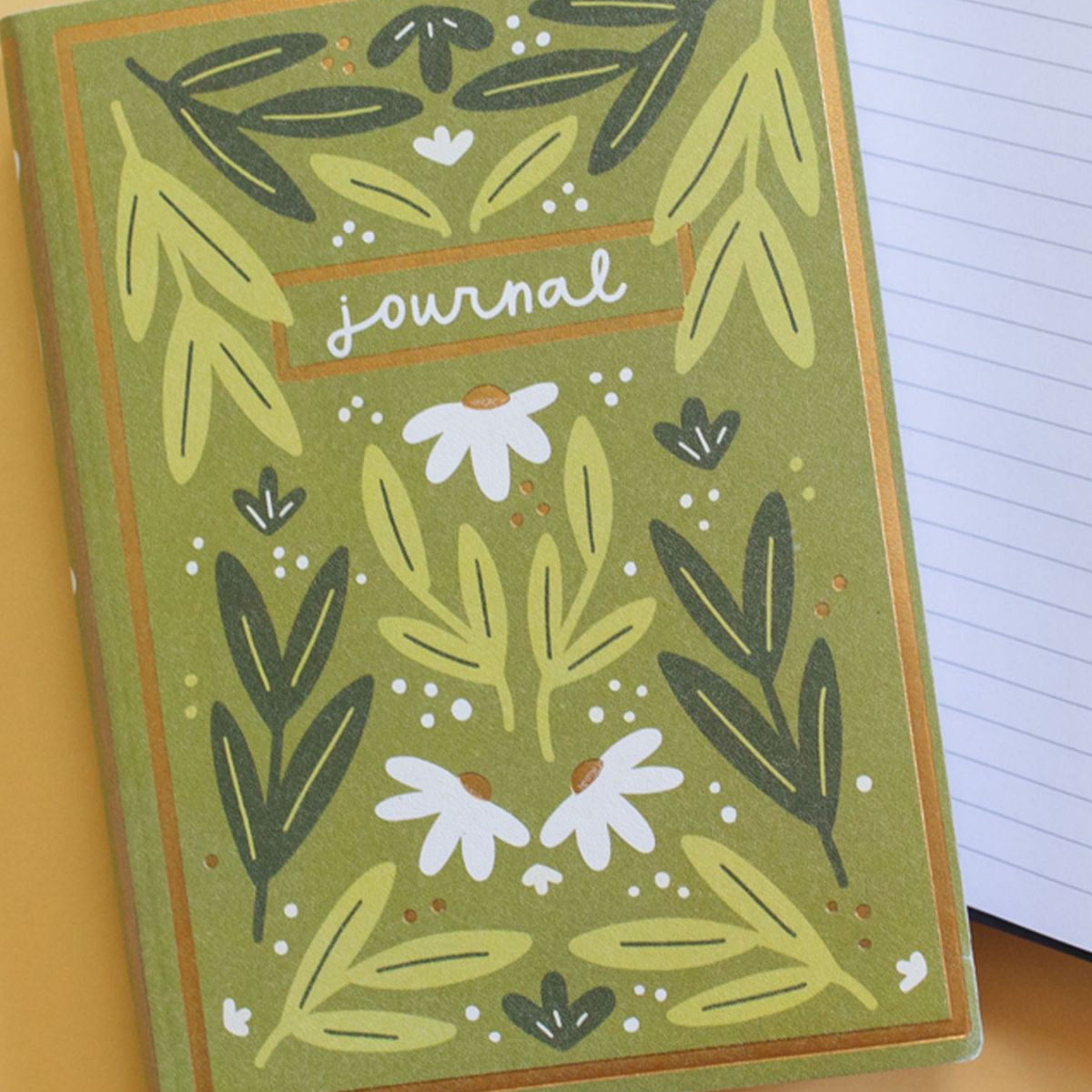 Green floral 5x7 lined book journal - view 2