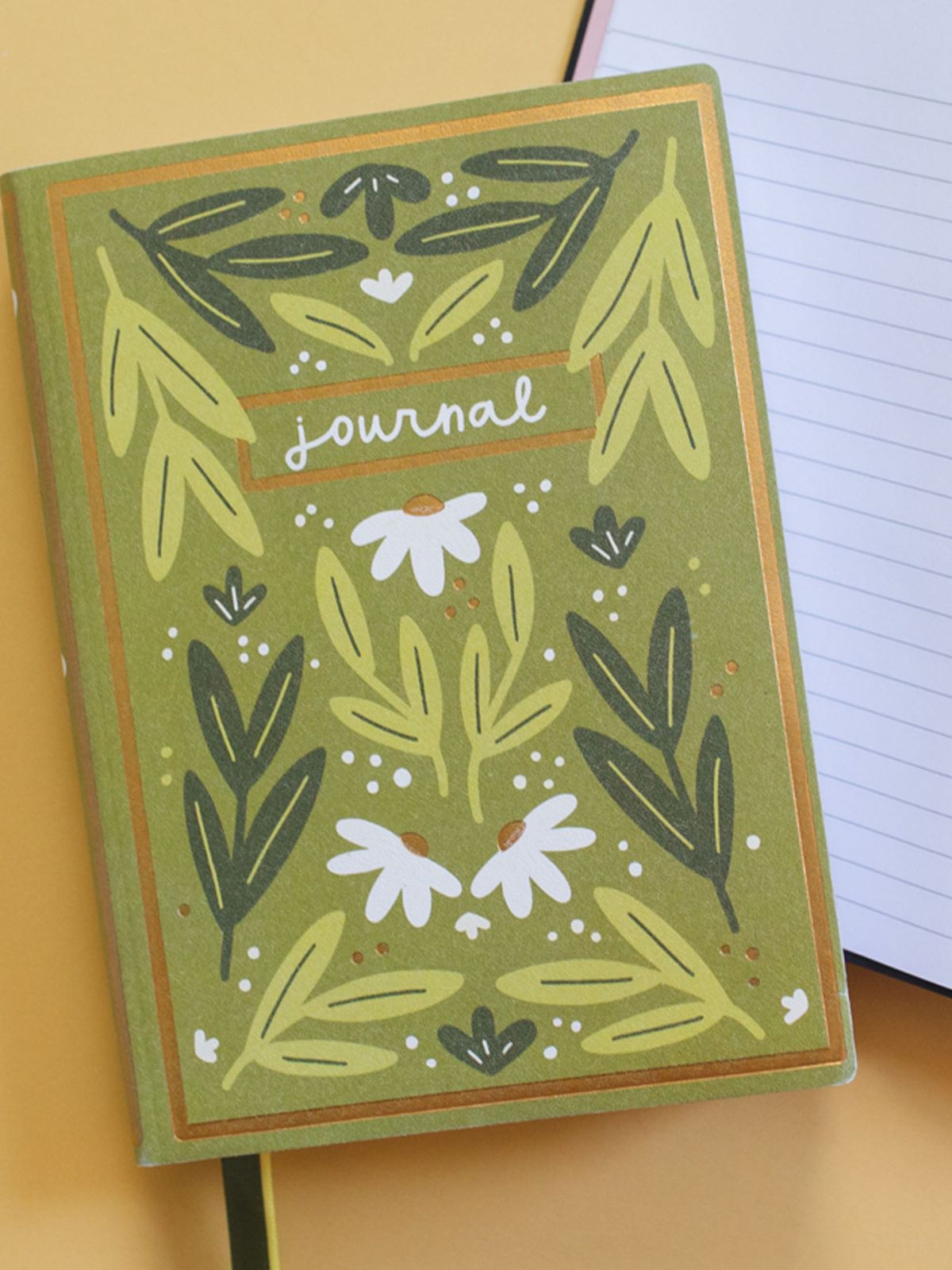Green floral 5x7 lined book journal - view 2