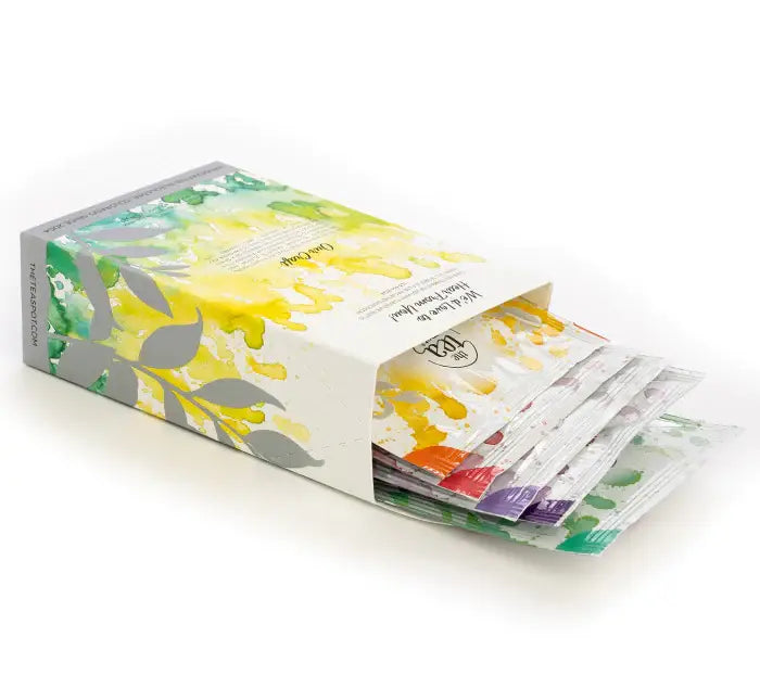 Green tea sampler from The Tea Spot, a Boulder, Colorado tea company