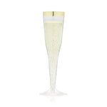 True Gold-Rimmed Plastic Champagne Flutes