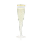 True Gold-Rimmed Plastic Champagne Flutes