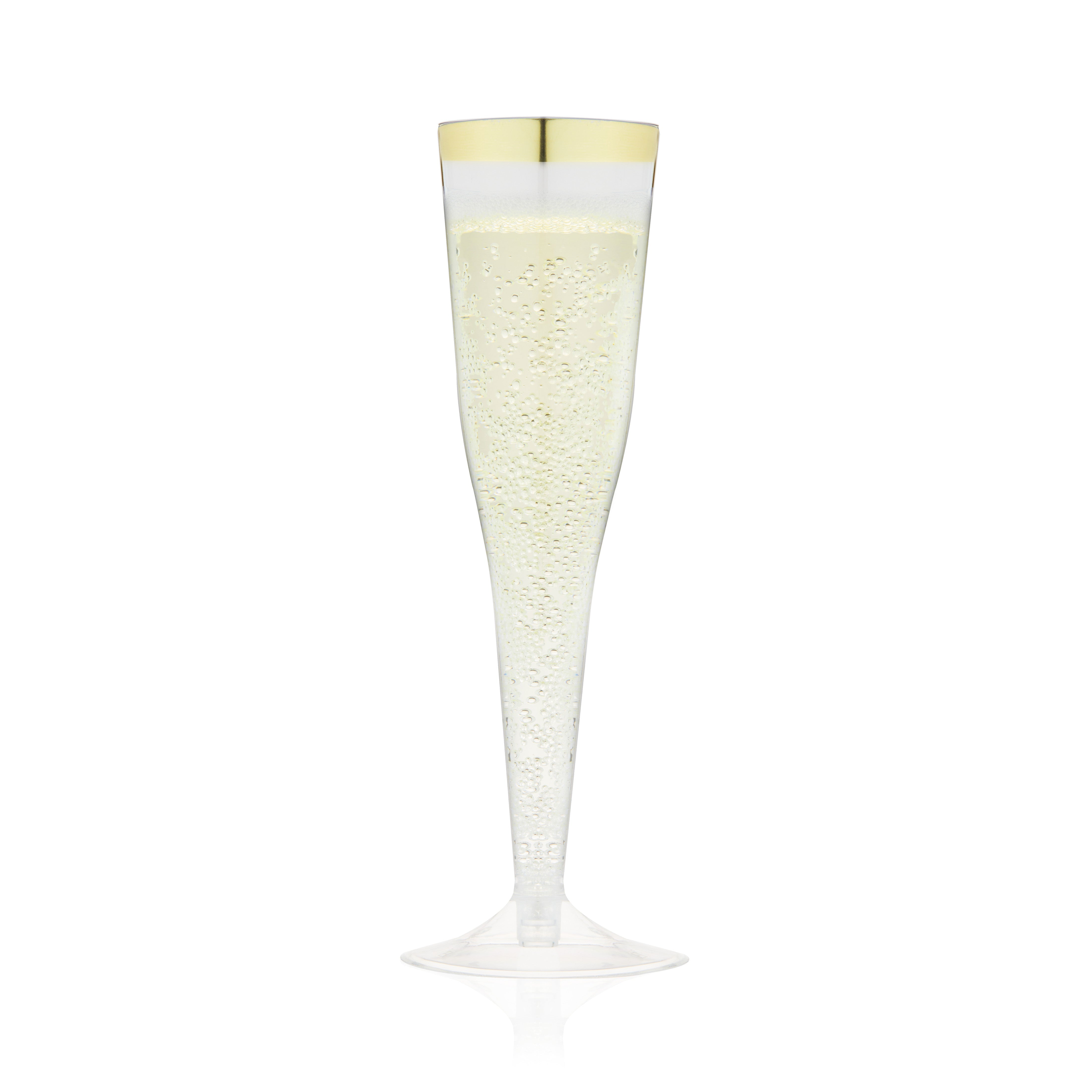 True Gold-Rimmed Plastic Champagne Flutes