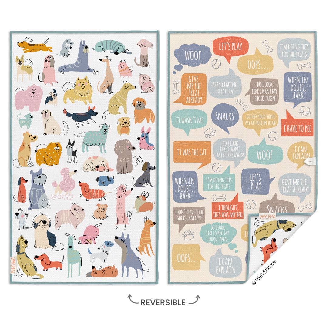 If Dogs Could Talk reversible microfiber kitchen towel