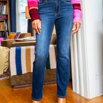 Judy Blue thermal high waist straight jeans in vintage dark wash