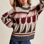 Tulip Pattern Knit Sweater in Charcoal – 4