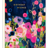 Pink & Blue Flowers Birthday Wishes Card