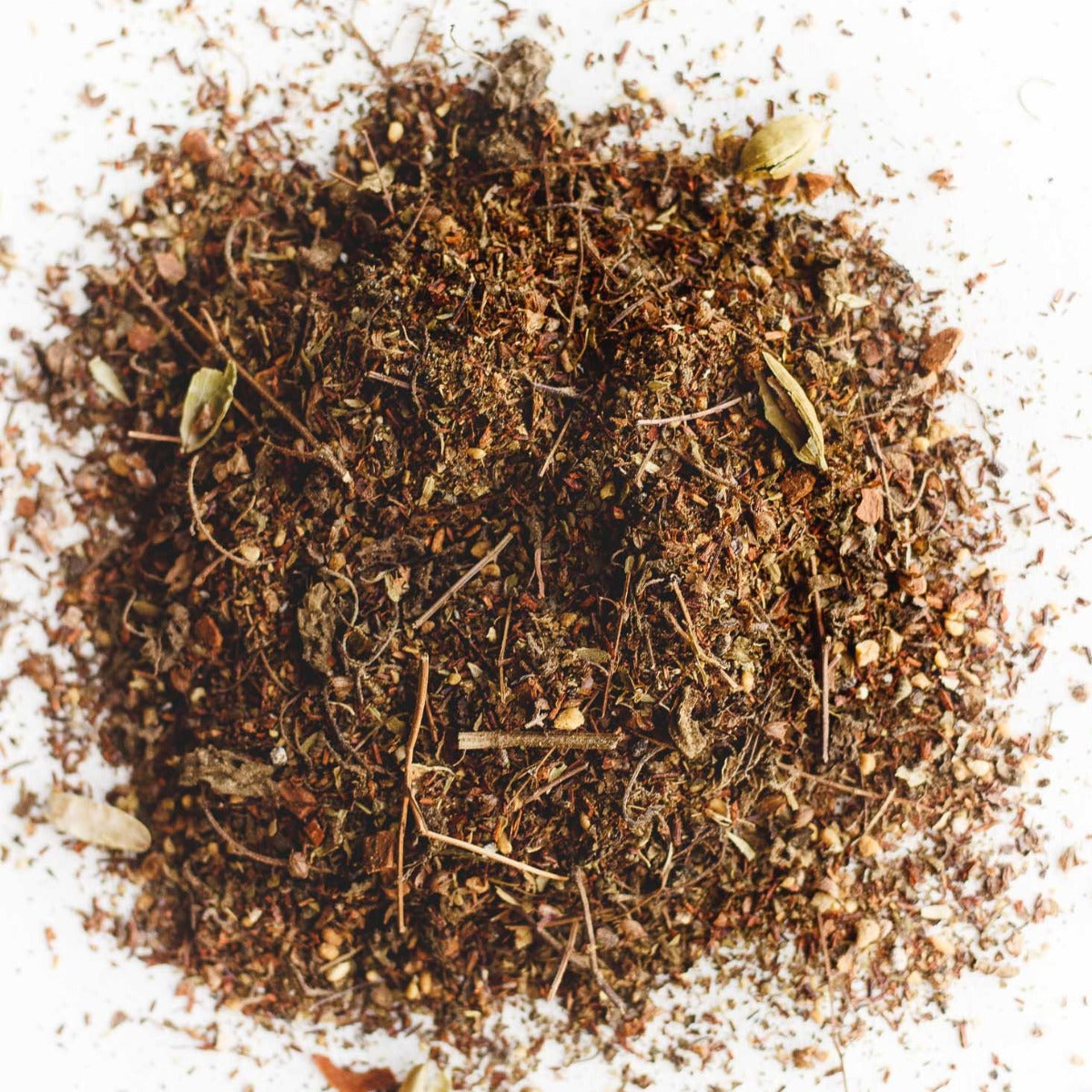 Loose rooibos, tulsi and chai spices used in Big Heart Tea Chai