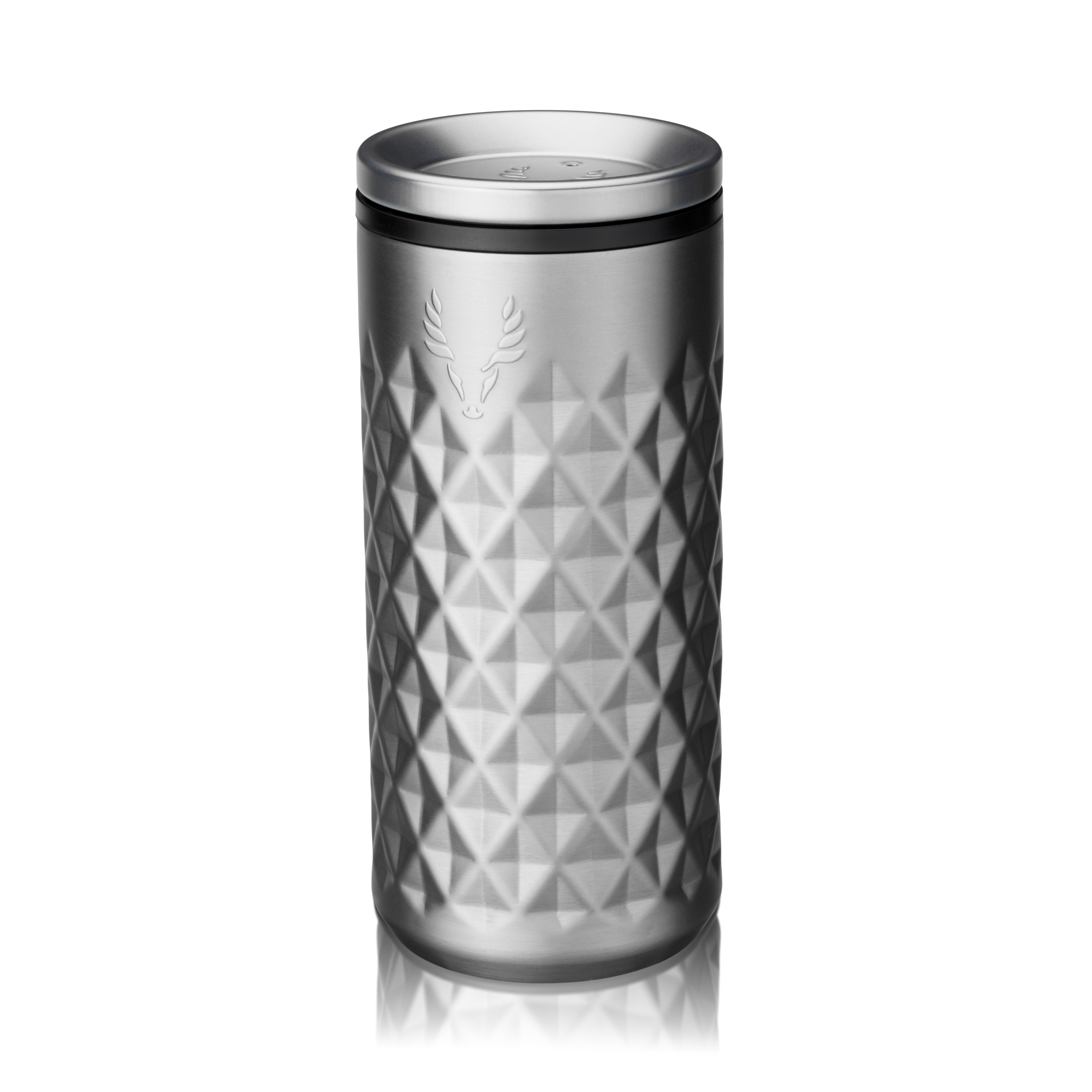 Viski Paragon Highball Tumbler in Platinum, insulated stainless steel cocktail glass