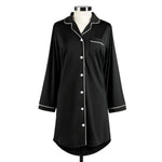 Black Cooling Long Sleeve Night Shirt