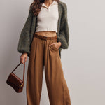 Chunky Soft-Touch Knit Cardigan in Olive – 10