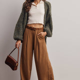 Chunky Soft-Touch Knit Cardigan in Olive – 10
