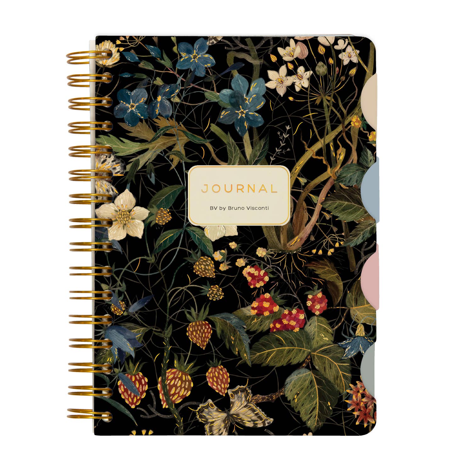 Spiral-bound art journal with a Forest Flowers illustrated cover, front cover