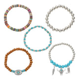 Turquoise Western Pattern Turquoise Beaded Multi Layer Bracelet Set