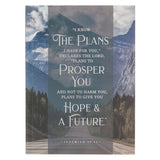 Hope and a Future bound notebook with mountain path design and Jeremiah 29:11